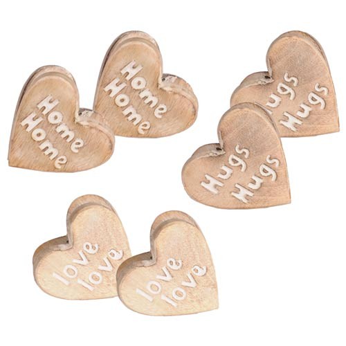 Mango Wood "Home, Hugs & Loves" Assorted Set Of 6 Paper Clip